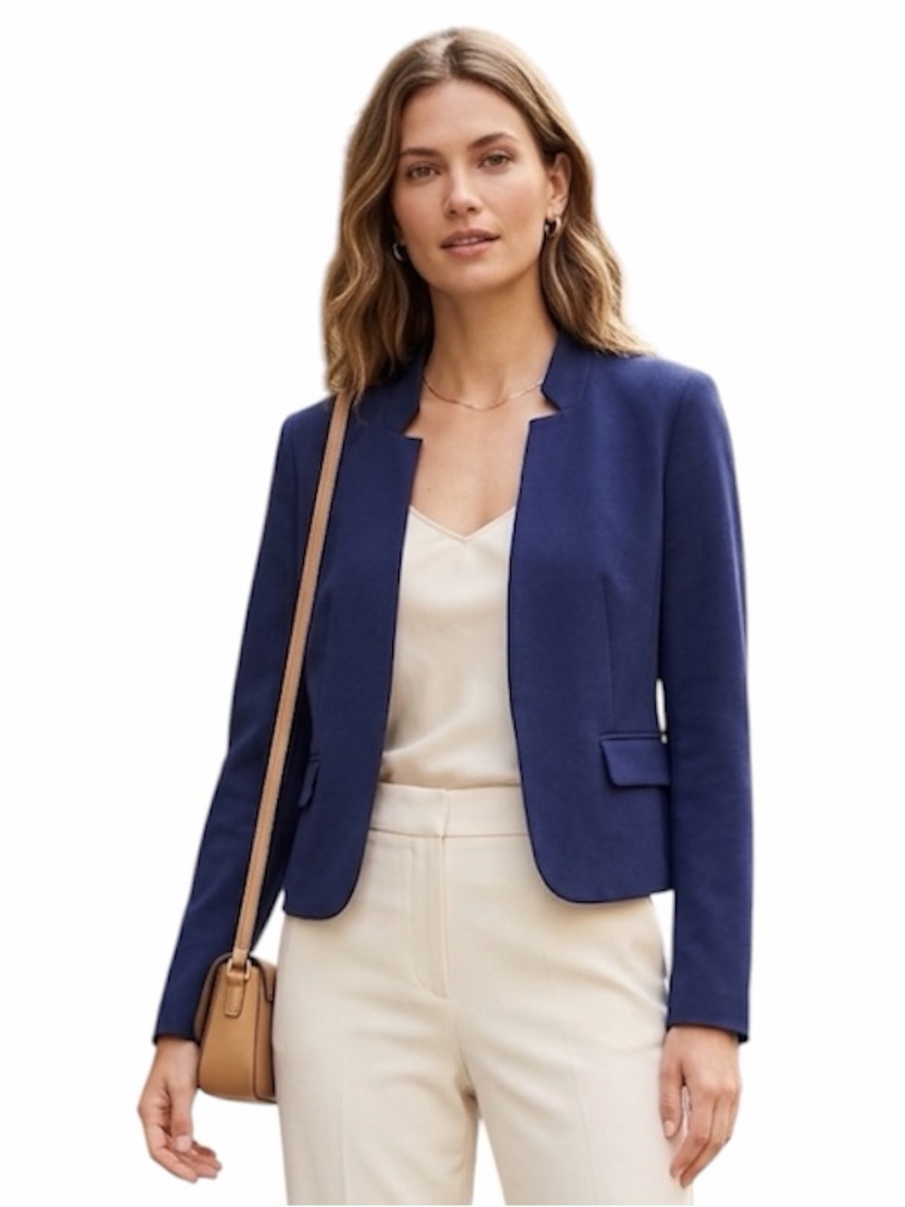 Ann Taylor Loft Size 2 Open Front Long Sleeve Women's Navy Blazer Jacket